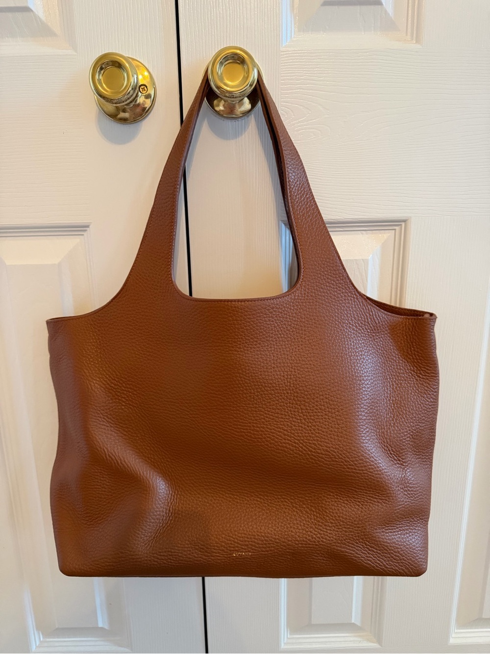 Cuyana System Tote 16-inch (Caramel, Pebbled, Gold) Excellent Condition